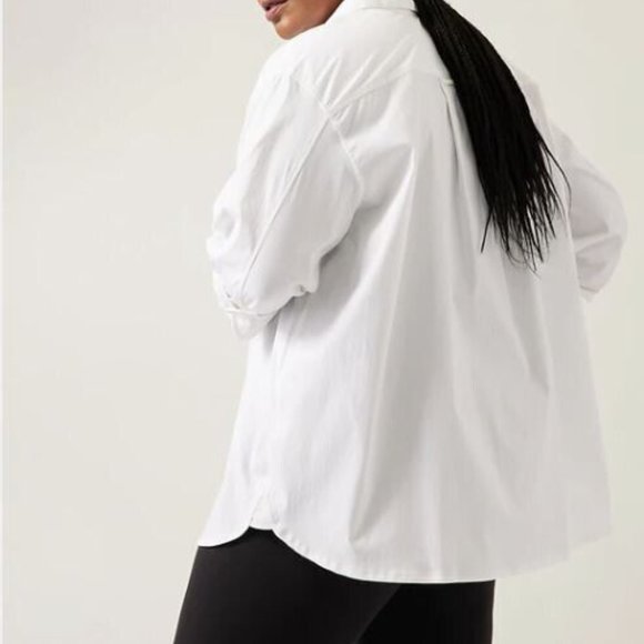 ATHLETA OVERSIZED WHITE POPLIN TOP BUTTON DOWN SHIRT NEW WITH TAGS XXS - Picture 4 of 13